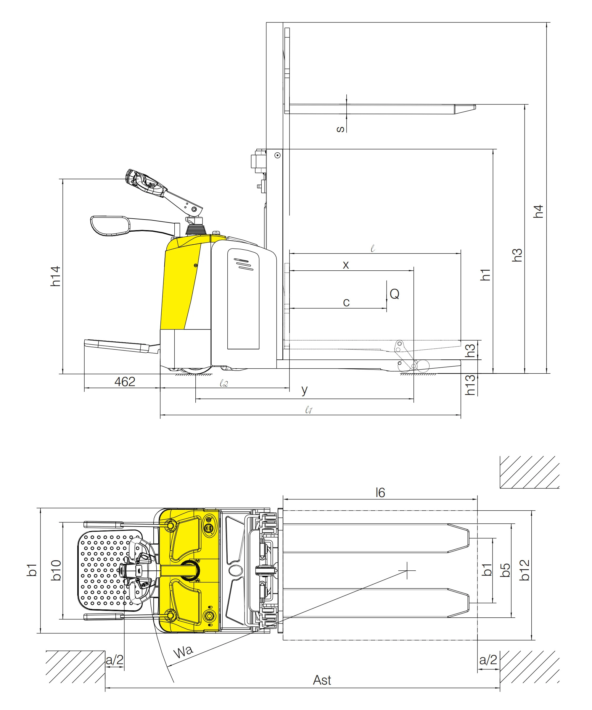 Porta-paletes elétrico EVP20-IP para transporte de duas paletes