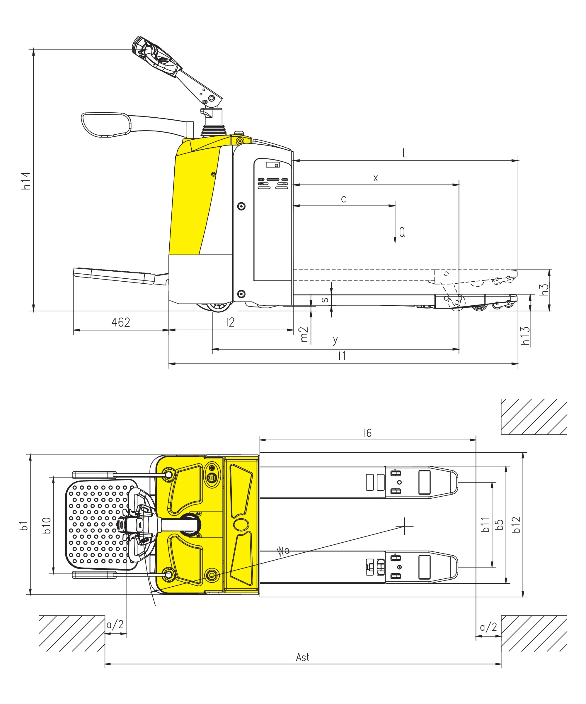 Porta-paletes elétrico EPV30SP 3000 kg com plataforma para operador