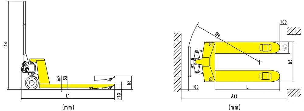 Dimensões do porta-paletes manual premium RPV2500PT/RPV3000PT