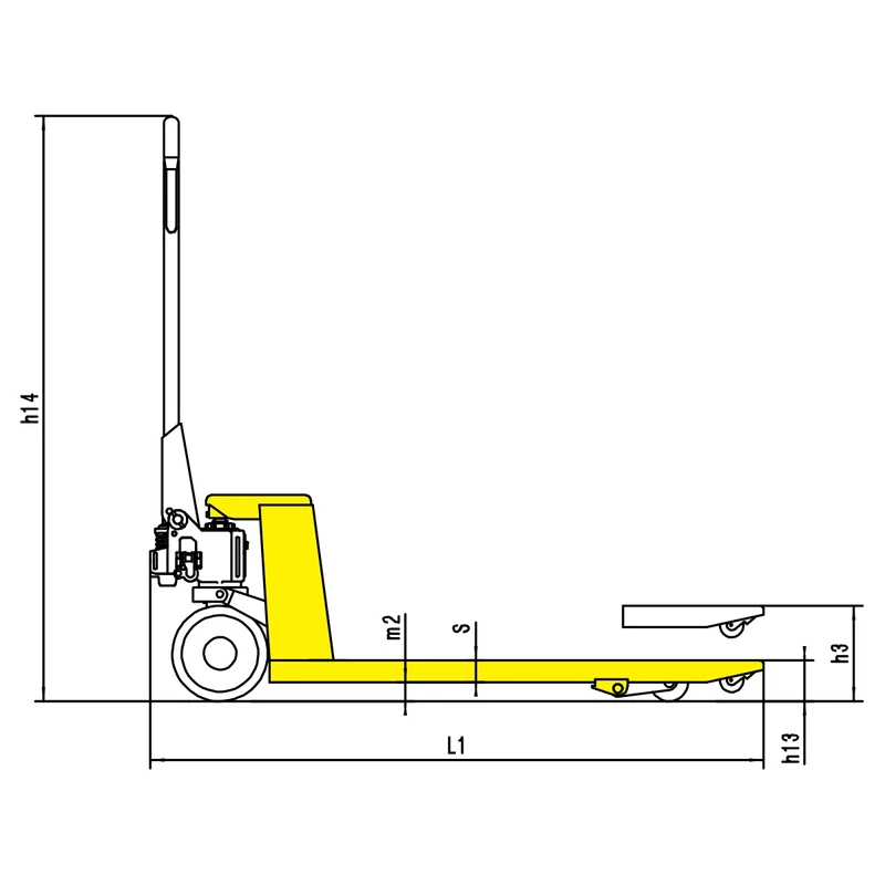 Dimensões do porta-paletes manual de garfos curtos RPV-KV