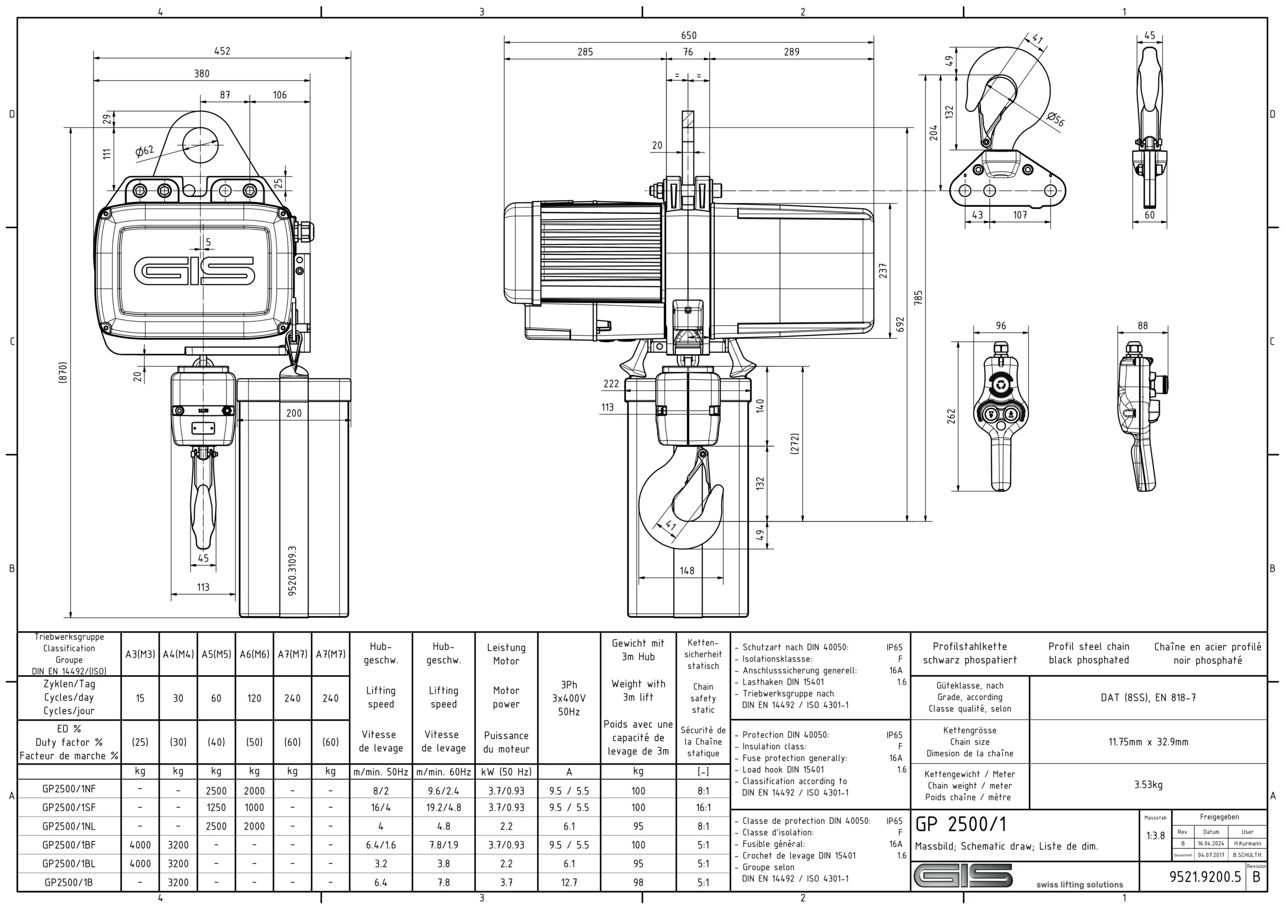 Diferencial elétrico de corrente GIS GP2500 de 1000 a 6300 kg